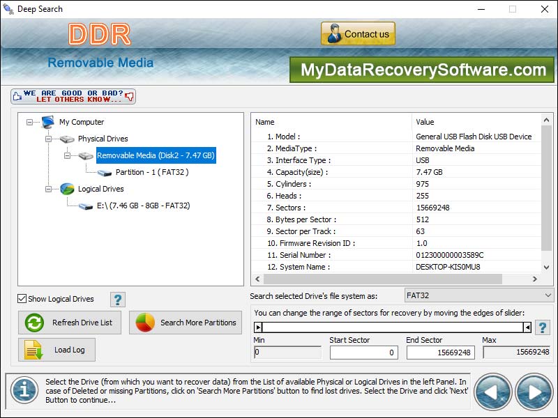 USB flash disk data rescue tool restores accidentally lost removable media data
