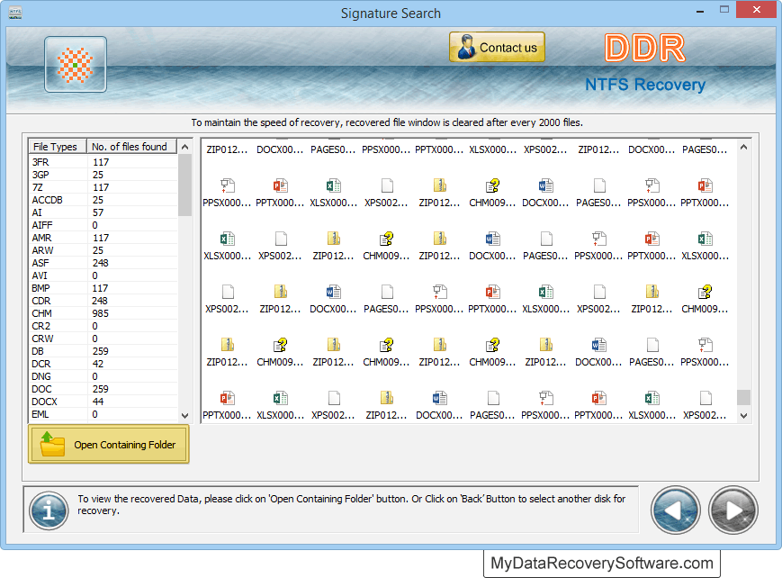 View recovered data