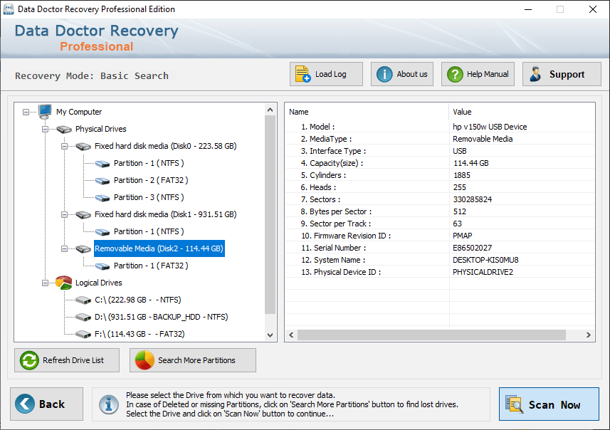 Select the drive left panel